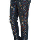 Dolce & Gabbana Crystal Roses Heart Embellished Jeans