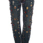 Dolce & Gabbana Crystal Roses Heart Embellished Jeans