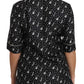 Dolce & Gabbana Black Guitar & Trumpet Print Silk Shirt Top