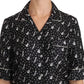 Dolce & Gabbana Black Guitar & Trumpet Print Silk Shirt Top