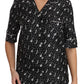 Dolce & Gabbana Black Guitar & Trumpet Print Silk Shirt Top