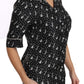 Dolce & Gabbana Black Guitar & Trumpet Print Silk Shirt Top