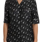 Dolce & Gabbana Black Guitar & Trumpet Print Silk Shirt Top