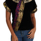Dolce & Gabbana Black Gold Embellished Jaquard Velvet Jacket