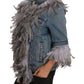 Dolce & Gabbana Denim Jacket Feathers Embellished Buttons