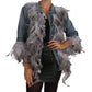 Dolce & Gabbana Denim Jacket Feathers Embellished Buttons