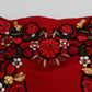 Dolce & Gabbana Red Silk Crystal Roses Shorts