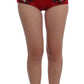 Dolce & Gabbana Red Silk Crystal Roses Shorts