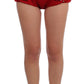 Dolce & Gabbana Red Silk Crystal Roses Shorts