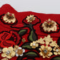 Dolce & Gabbana Red Silk Crystal Roses Shorts