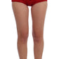 Dolce & Gabbana Red Silk Crystal Roses Shorts