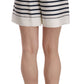 Dolce & Gabbana Black & White Stripe Garterized Silk Shorts