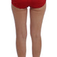 Dolce & Gabbana Red Silk Crystal Roses Shorts