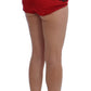 Dolce & Gabbana Red Silk Crystal Roses Shorts