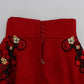 Dolce & Gabbana Red Silk Crystal Roses Shorts