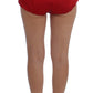Dolce & Gabbana Red Silk Crystal Roses Shorts