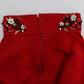 Dolce & Gabbana Red Silk Crystal Roses Shorts