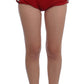 Dolce & Gabbana Red Silk Crystal Roses Shorts