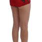 Dolce & Gabbana Red Silk Pearls Roses Shorts