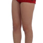 Dolce & Gabbana Red Silk Pearls Roses Shorts