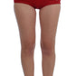 Dolce & Gabbana Red Silk Pearls Roses Shorts