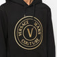 Versace Jeans Black Cotton Logo Details Hooded Sweatshirt