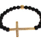 Nialaya Agate Stone Gold CZ Cross 925 Silver Bracelet