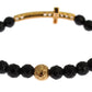 Nialaya Agate Stone Gold CZ Cross 925 Silver Bracelet