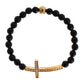 Nialaya Agate Stone Gold CZ Cross 925 Silver Bracelet