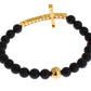 Nialaya Matte Onyx Stone Gold CZ Cross 925 Silver Bracelet