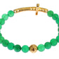 Nialaya Jade Stone Gold CZ Cross 925 Silver Bracelet
