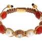 Nialaya CZ Carnelian Pearl 925 Silver Bracelet