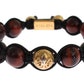 Nialaya CZ Red Tigers Eye Gold 925 Silver Bracelet