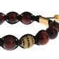 Nialaya CZ Red Tigers Eye Gold 925 Silver Bracelet