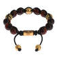 Nialaya CZ Red Tigers Eye Gold 925 Silver Bracelet