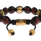 Nialaya CZ Red Tigers Eye Gold 925 Silver Bracelet