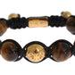 Nialaya CZ Brown Tigers Eye 925 Silver Bracelet