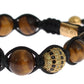 Nialaya CZ Brown Tigers Eye 925 Silver Bracelet