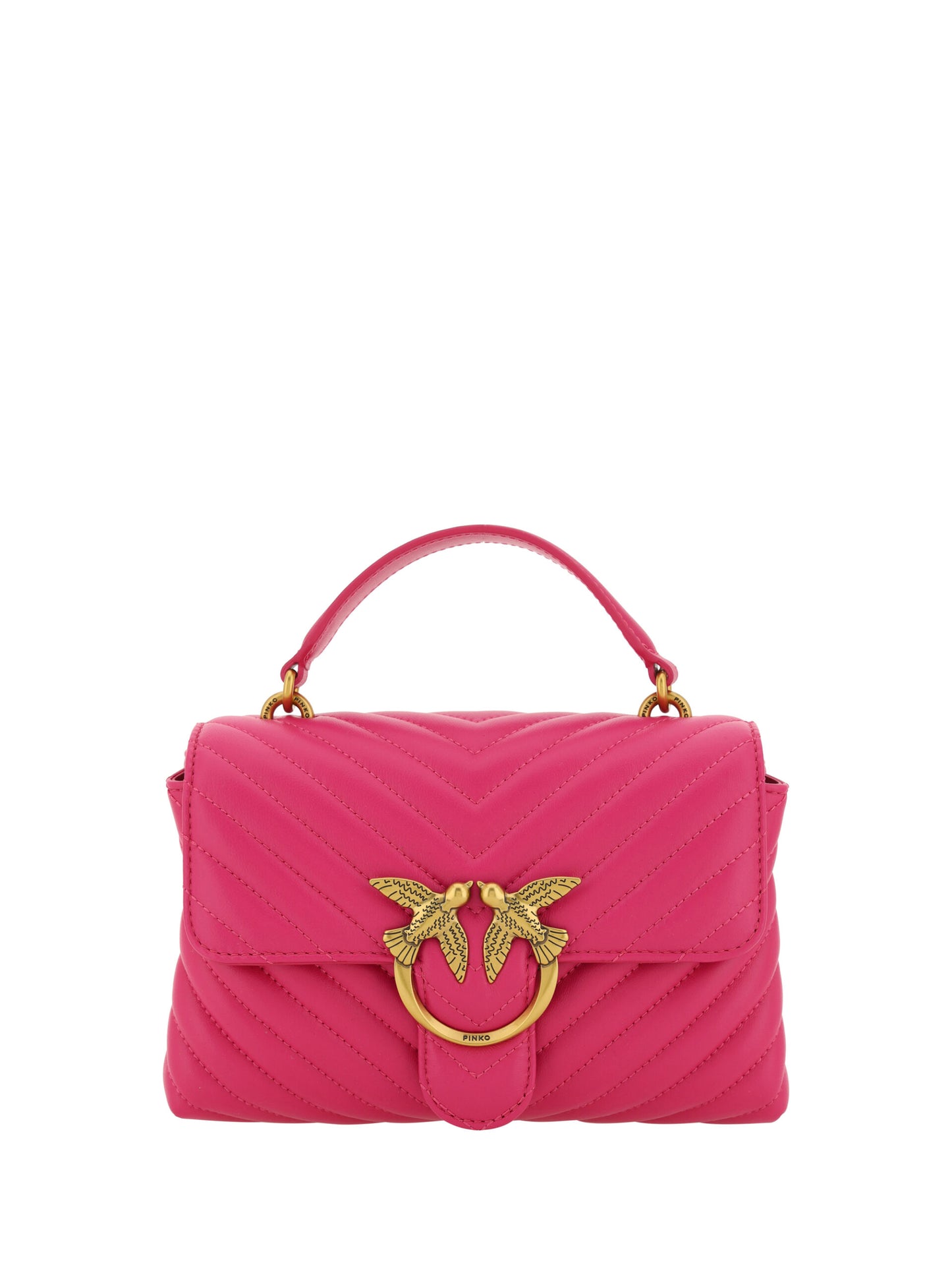 PINKO Pink Calf Leather Love Lady Mini Handbag