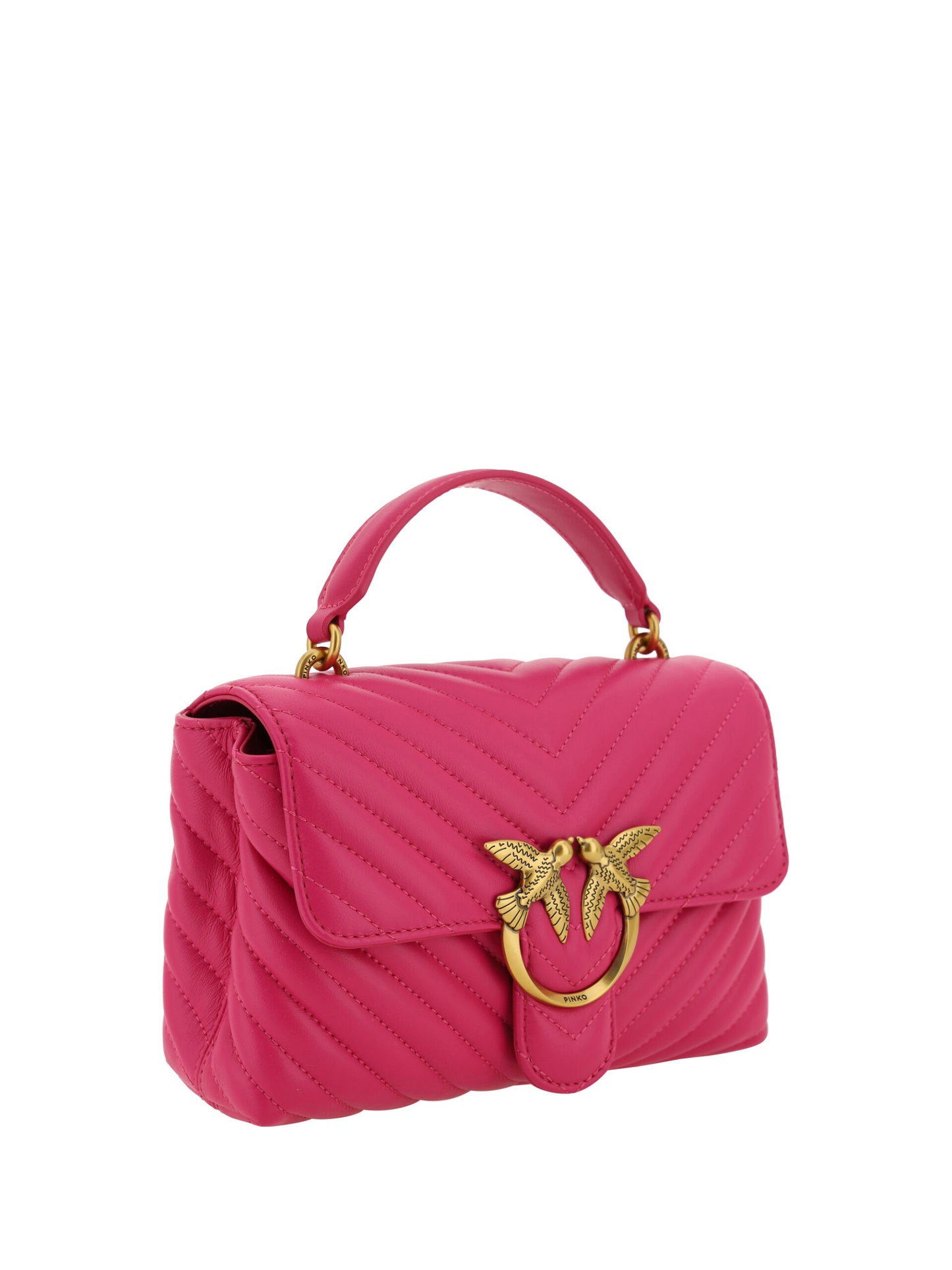 PINKO Pink Calf Leather Love Lady Mini Handbag