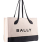 Bally White and Black Leather Tote Shoulder Bag