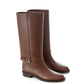 Burberry Buckle Embellished Leather Tobacco Boots