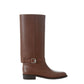 Burberry Buckle Embellished Leather Tobacco Boots