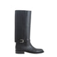 Burberry Buckle Embellished Leather Black Boots