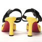 Christian Louboutin Yellow Black Peep Toe Flower Sandal