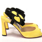 Christian Louboutin Yellow Black Peep Toe Flower Sandal