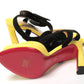 Christian Louboutin Yellow Black Peep Toe Flower Sandal