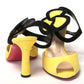 Christian Louboutin Yellow Black Peep Toe Flower Sandal