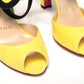 Christian Louboutin Yellow Black Peep Toe Flower Sandal