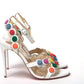 Christian Louboutin White Multicolor Spot Design High Heels Shoes Sandal